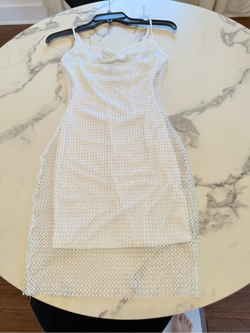 Windsor White Mesh Overlay Mini Dress